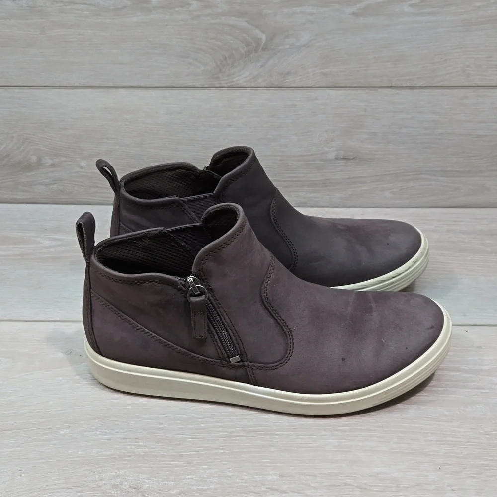 Ecco Womens Ankle Sneakers Leather Flats boots shoes sz 39/8-8.5